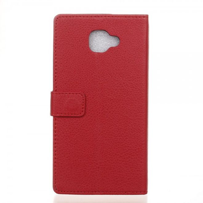 Alcatel OneTouch Idol 4S Klassische Leder Case Hülle mit Standfunktion - rot