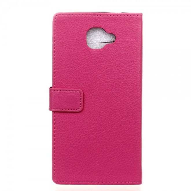 Alcatel OneTouch Idol 4S Klassische Leder Case Hülle mit Standfunktion - rosa