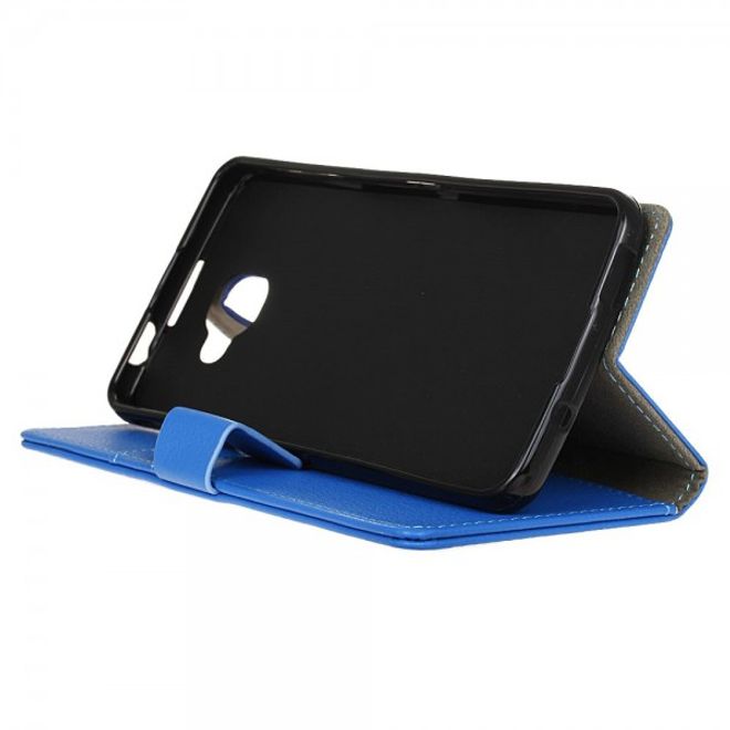 Alcatel OneTouch Idol 4S Klassische Leder Case Hülle mit Standfunktion - blau