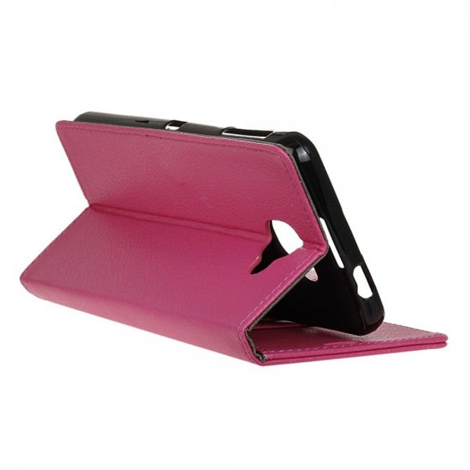 Alcatel OneTouch Idol 4S Klassische Leder Case Hülle mit Standfunktion - rosa