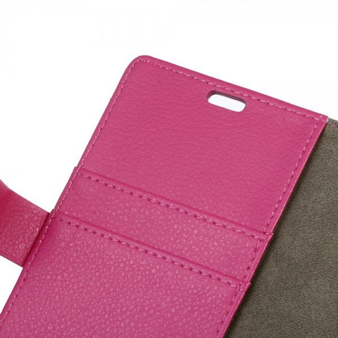 Alcatel OneTouch Idol 4S Klassische Leder Case Hülle mit Standfunktion - rosa