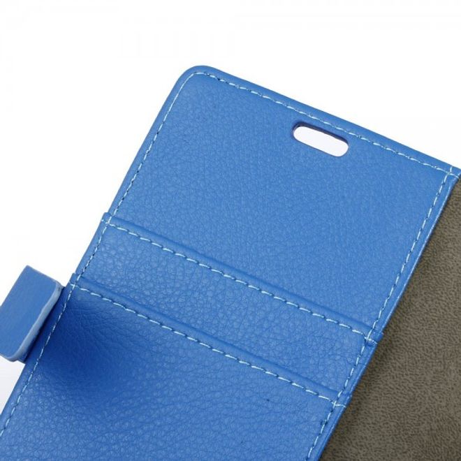 Alcatel OneTouch Idol 4S Klassische Leder Case Hülle mit Standfunktion - blau