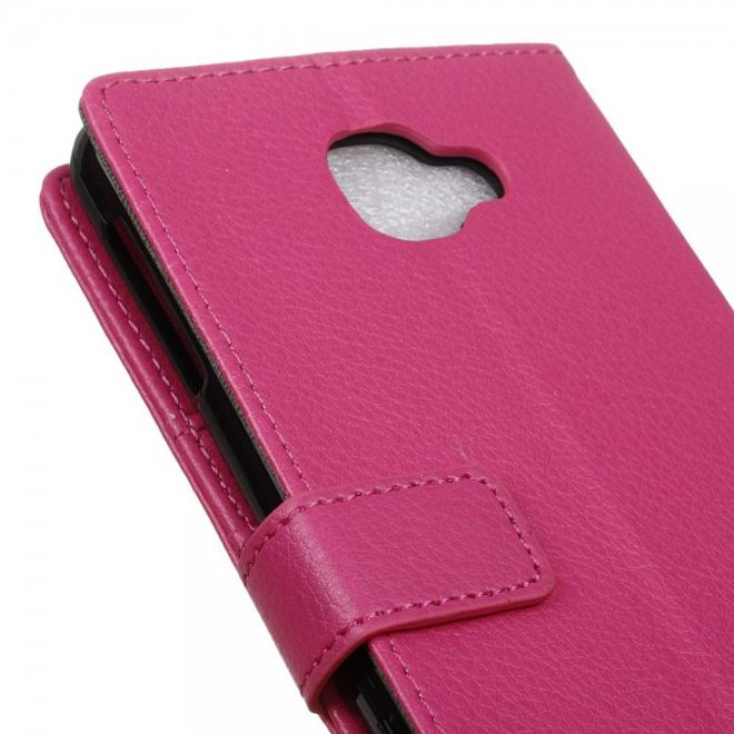 Alcatel OneTouch Idol 4S Klassische Leder Case Hülle mit Standfunktion - rosa
