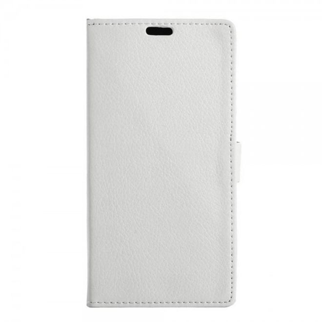 Alcatel OneTouch Idol 4S Klassische Leder Case Hülle mit Standfunktion - weiss