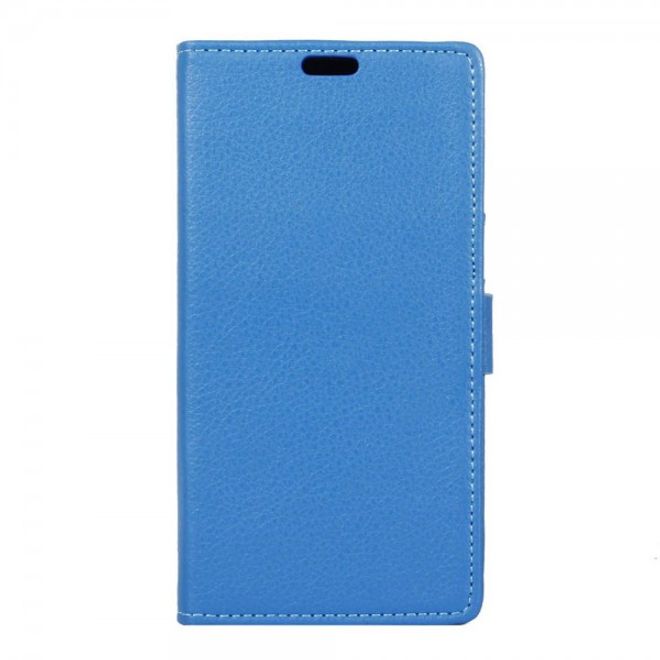 Alcatel OneTouch Idol 4S Klassische Leder Case Hülle mit Standfunktion - blau