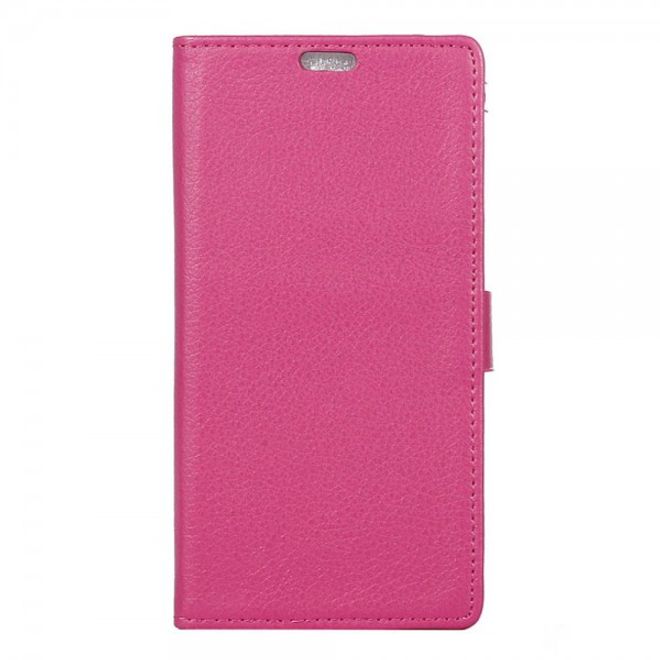 Alcatel OneTouch Idol 4S Klassische Leder Case Hülle mit Standfunktion - rosa