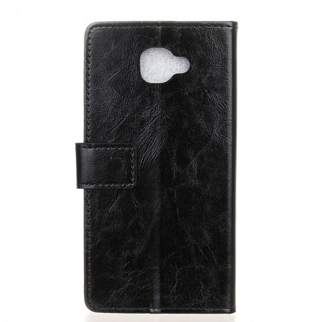 Alcatel OneTouch Idol 4S Schicke Crazy Horse Leder Case Hülle mit Kreditkartenslots - schwarz