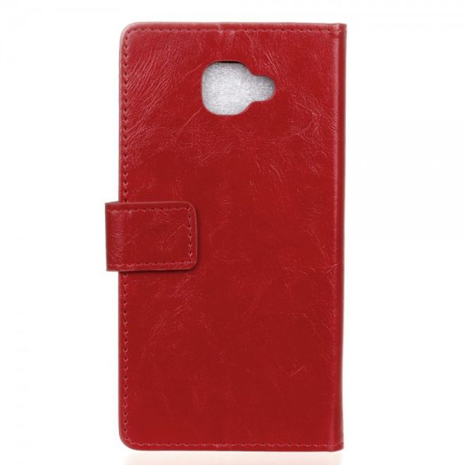 Alcatel OneTouch Idol 4S Schicke Crazy Horse Leder Case Hülle mit Kreditkartenslots - rot