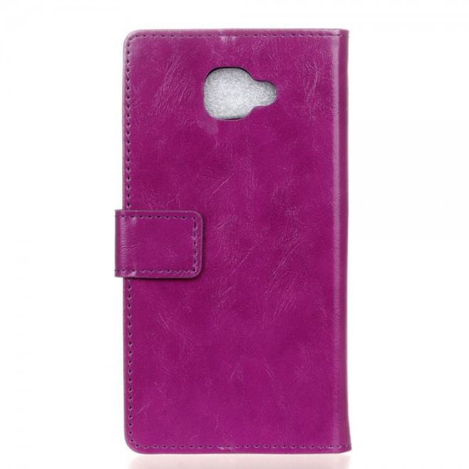 Alcatel OneTouch Idol 4S Schicke Crazy Horse Leder Case Hülle mit Kreditkartenslots - purpur