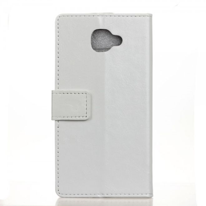 Alcatel OneTouch Idol 4S Schicke Crazy Horse Leder Case Hülle mit Kreditkartenslots - weiss