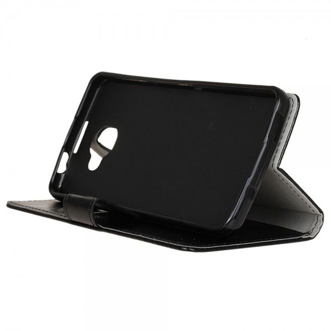 Alcatel OneTouch Idol 4S Schicke Crazy Horse Leder Case Hülle mit Kreditkartenslots - schwarz