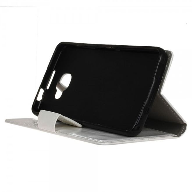Alcatel OneTouch Idol 4S Schicke Crazy Horse Leder Case Hülle mit Kreditkartenslots - weiss