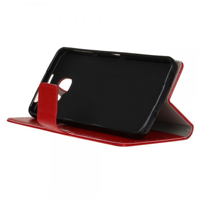 Alcatel OneTouch Idol 4S Schicke Crazy Horse Leder Case Hülle mit Kreditkartenslots - rot