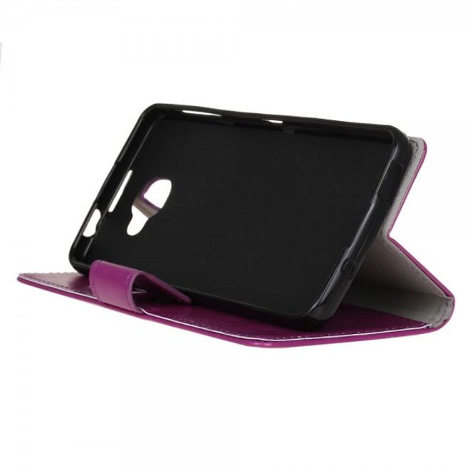 Alcatel OneTouch Idol 4S Schicke Crazy Horse Leder Case Hülle mit Kreditkartenslots - purpur