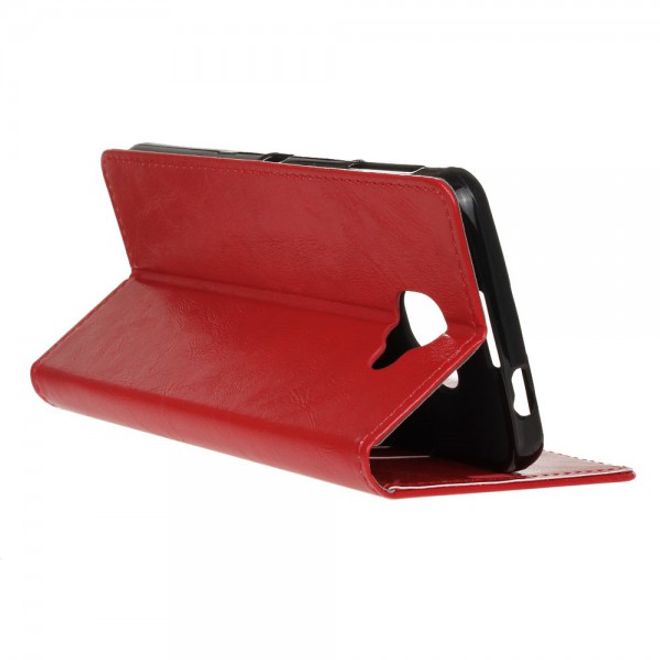 Alcatel OneTouch Idol 4S Schicke Crazy Horse Leder Case Hülle mit Kreditkartenslots - rot