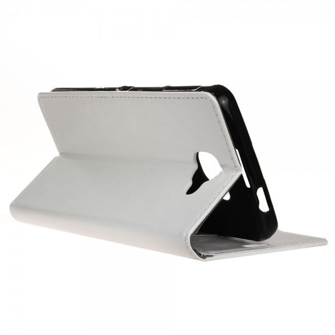 Alcatel OneTouch Idol 4S Schicke Crazy Horse Leder Case Hülle mit Kreditkartenslots - weiss