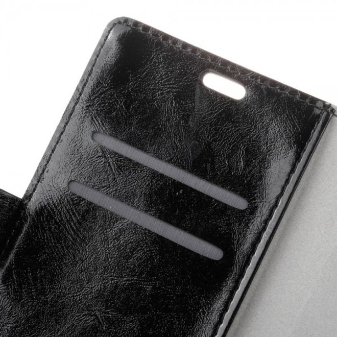 Alcatel OneTouch Idol 4S Schicke Crazy Horse Leder Case Hülle mit Kreditkartenslots - schwarz