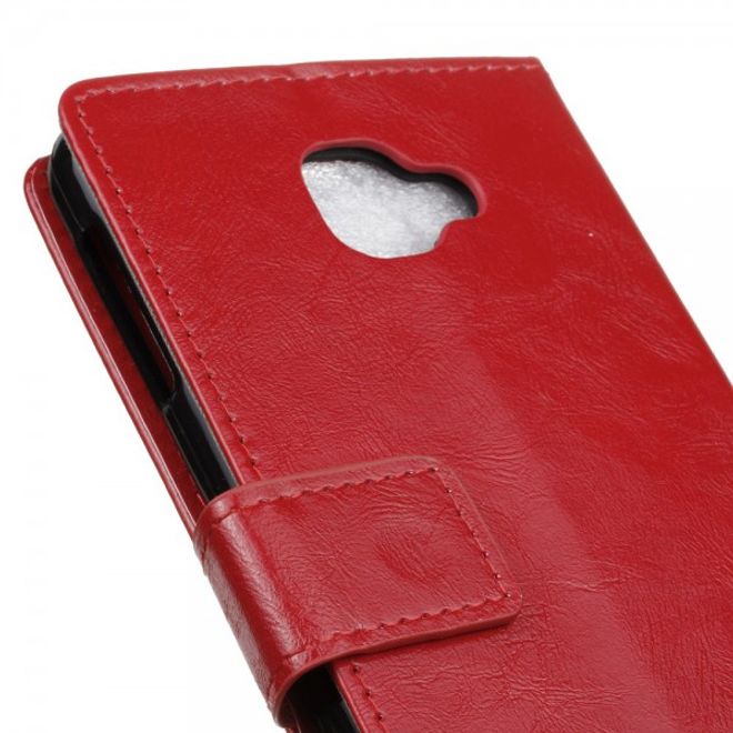 Alcatel OneTouch Idol 4S Schicke Crazy Horse Leder Case Hülle mit Kreditkartenslots - rot