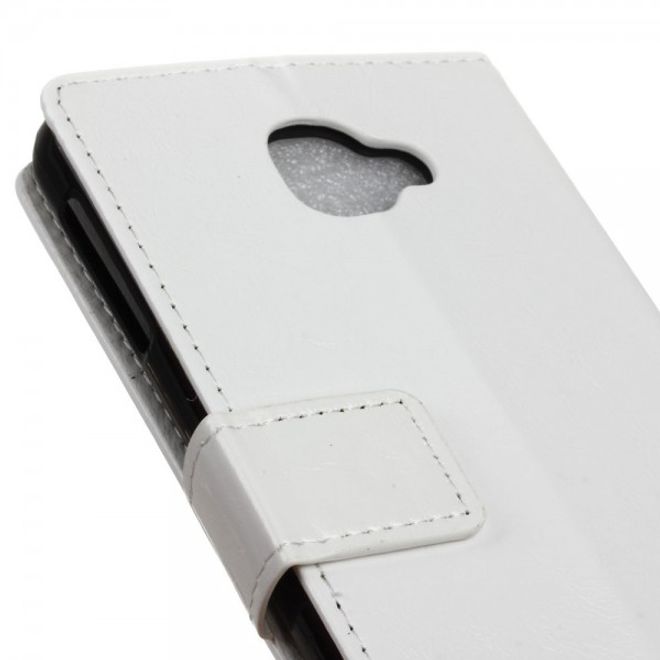Alcatel OneTouch Idol 4S Schicke Crazy Horse Leder Case Hülle mit Kreditkartenslots - weiss