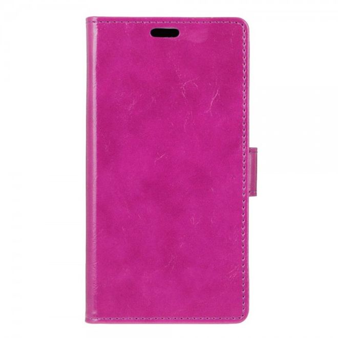 Alcatel OneTouch Idol 4S Schicke Crazy Horse Leder Case Hülle mit Kreditkartenslots - purpur