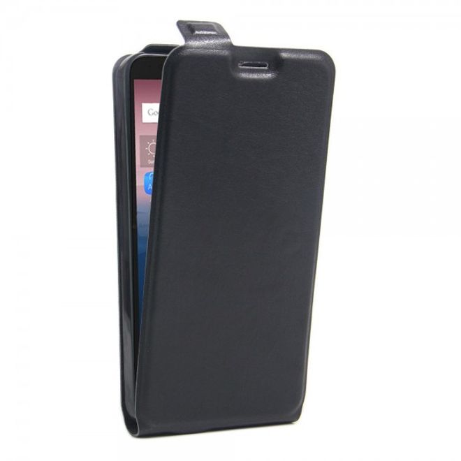 Alcatel OneTouch Pop 4+ Vertikale Leder Flip Case Hülle - schwarz