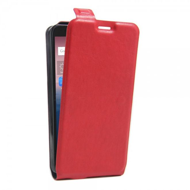 Alcatel OneTouch Pop 4+ Vertikale Leder Flip Case Hülle - rot