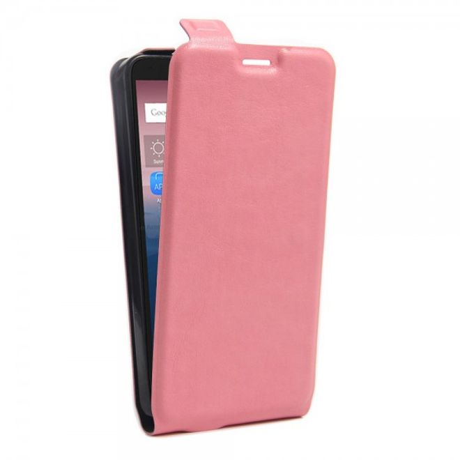 Alcatel OneTouch Pop 4+ Vertikale Leder Flip Case Hülle - pink