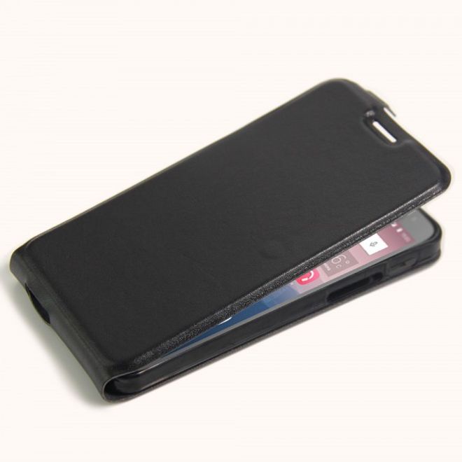 Alcatel OneTouch Pop 4+ Vertikale Leder Flip Case Hülle - schwarz