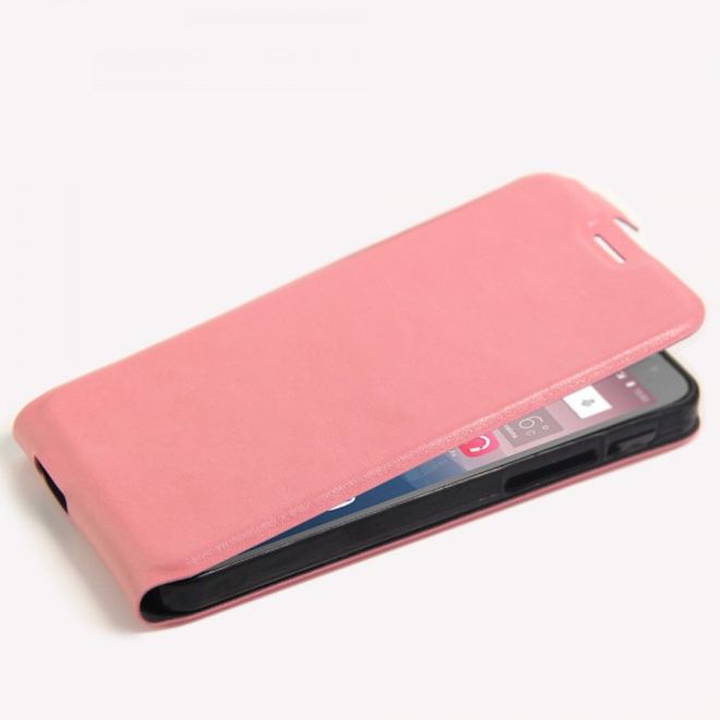 Alcatel OneTouch Pop 4+ Vertikale Leder Flip Case Hülle - pink