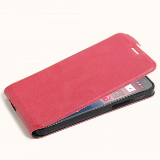 Alcatel OneTouch Pop 4+ Vertikale Leder Flip Case Hülle - rosa