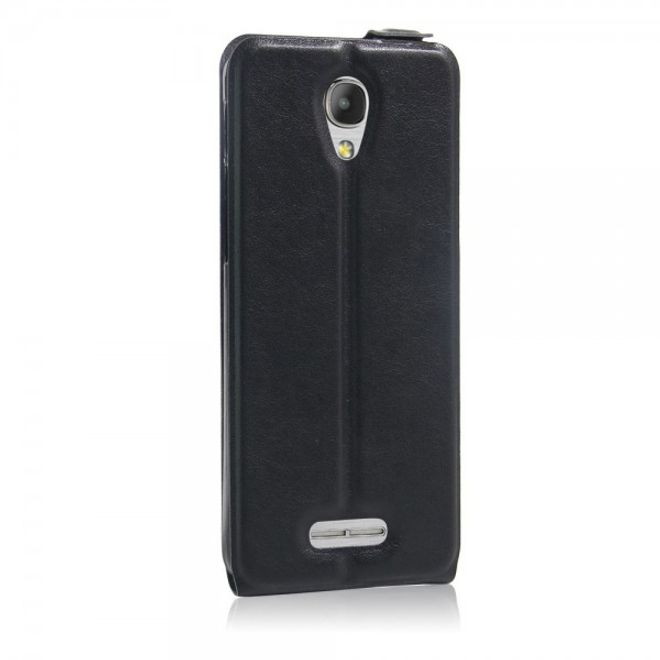 Alcatel OneTouch Pop 4+ Vertikale Leder Flip Case Hülle - schwarz