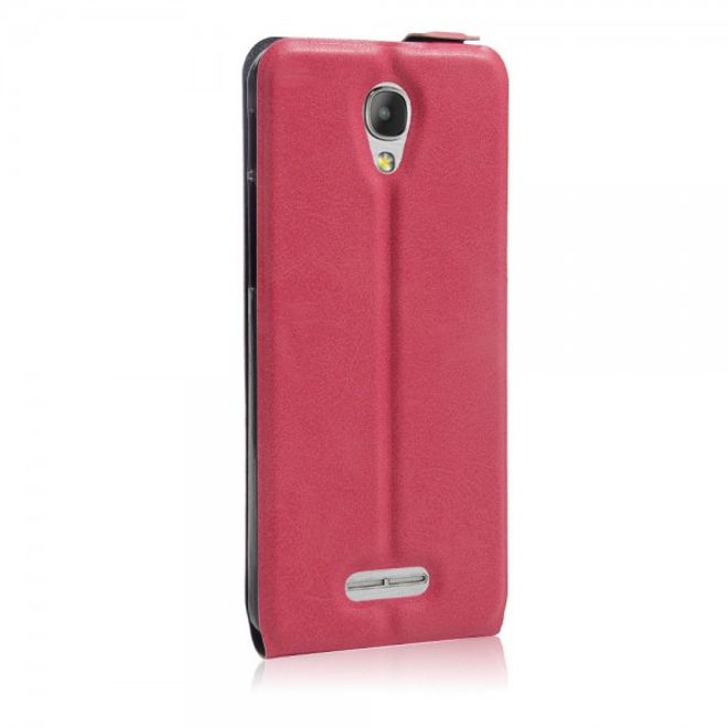 Alcatel OneTouch Pop 4+ Vertikale Leder Flip Case Hülle - rosa
