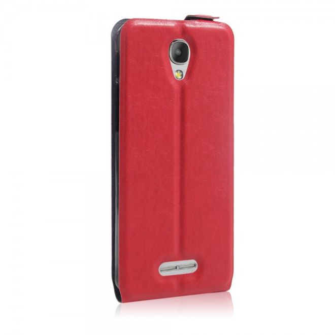 Alcatel OneTouch Pop 4+ Vertikale Leder Flip Case Hülle - rot