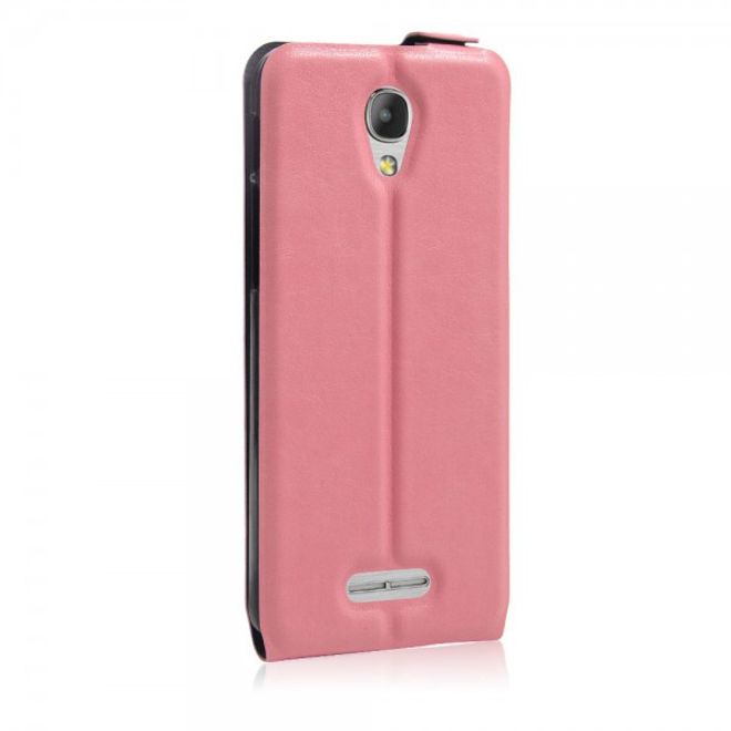 Alcatel OneTouch Pop 4+ Vertikale Leder Flip Case Hülle - pink