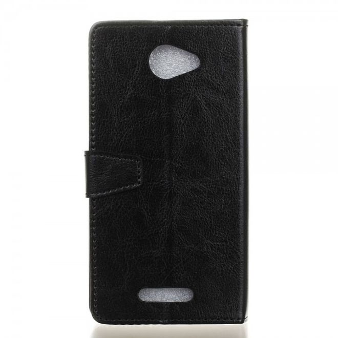 Alcatel OneTouch Pop 4S Schicke Crazy Horse Leder Case Hülle mit Standfunktion - schwarz