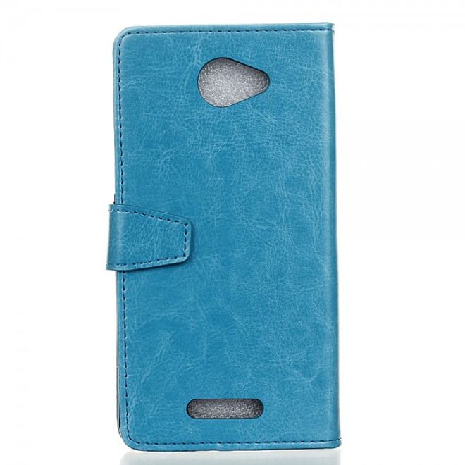 Alcatel OneTouch Pop 4S Schicke Crazy Horse Leder Case Hülle mit Standfunktion - blau