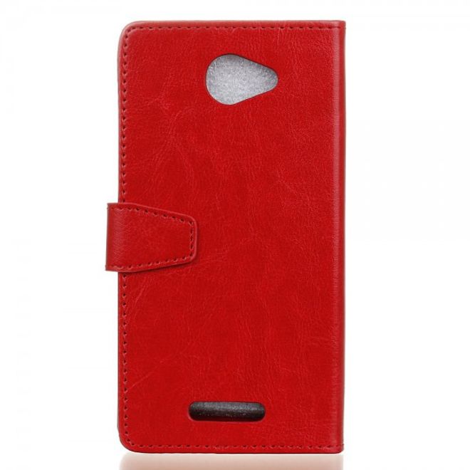 Alcatel OneTouch Pop 4S Schicke Crazy Horse Leder Case Hülle mit Standfunktion - rot