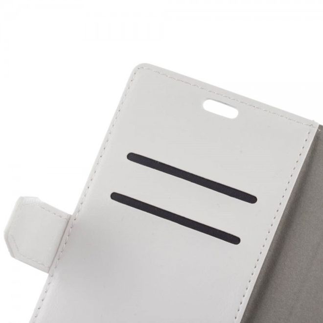Alcatel OneTouch Pop 4S Schicke Crazy Horse Leder Case Hülle mit Standfunktion - weiss