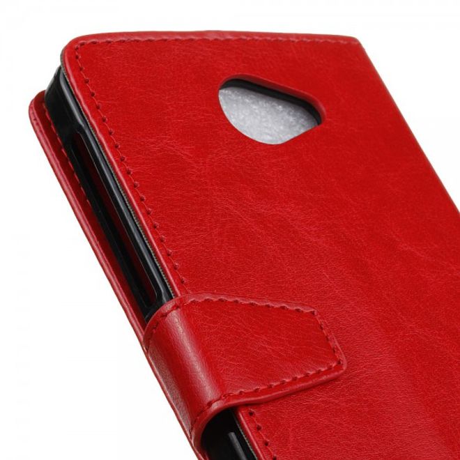 Alcatel OneTouch Pop 4S Schicke Crazy Horse Leder Case Hülle mit Standfunktion - rot
