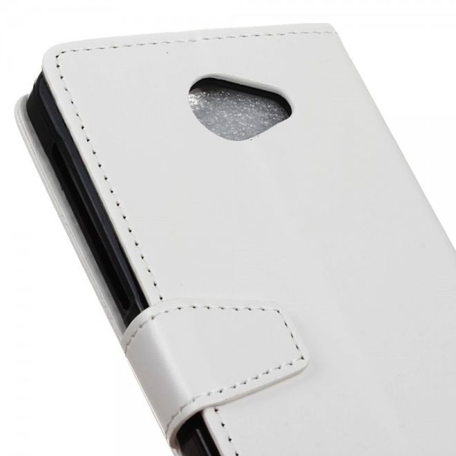 Alcatel OneTouch Pop 4S Schicke Crazy Horse Leder Case Hülle mit Standfunktion - weiss