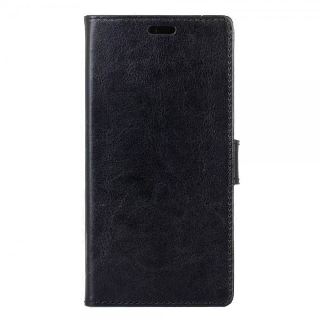 Alcatel OneTouch Pop 4S Schicke Crazy Horse Leder Case Hülle mit Standfunktion - schwarz