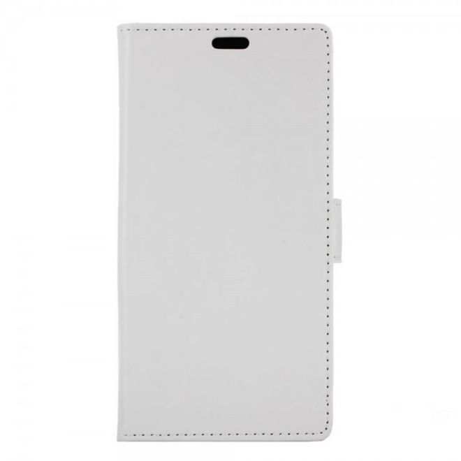 Alcatel OneTouch Pop 4S Schicke Crazy Horse Leder Case Hülle mit Standfunktion - weiss