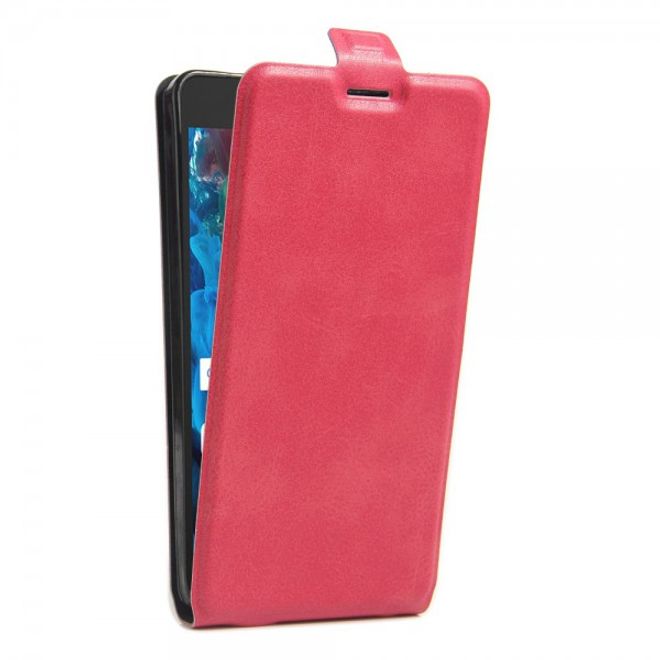 Alcatel OneTouch Pop 4S Vertikale Crazy Horse Leder Cover Handyhülle - rosa