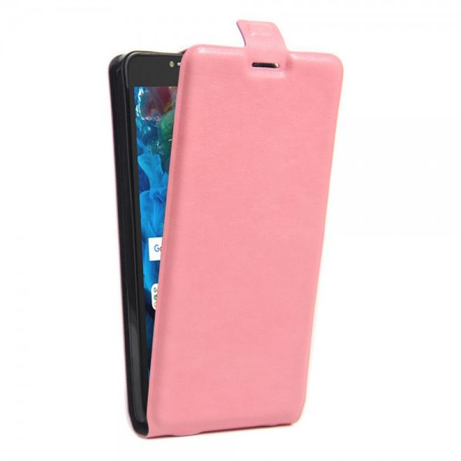 Alcatel OneTouch Pop 4S Vertikale Crazy Horse Leder Cover Handyhülle - pink
