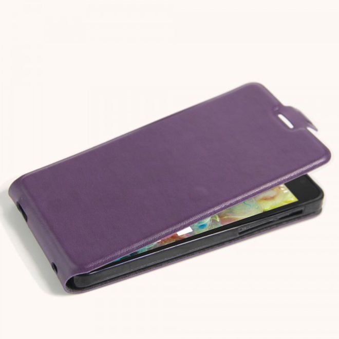 Alcatel OneTouch Pop 4S Vertikale Crazy Horse Leder Cover Handyhülle - purpur