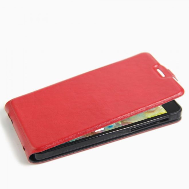 Alcatel OneTouch Pop 4S Vertikale Crazy Horse Leder Cover Handyhülle - rot