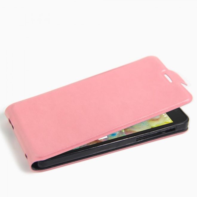 Alcatel OneTouch Pop 4S Vertikale Crazy Horse Leder Cover Handyhülle - pink