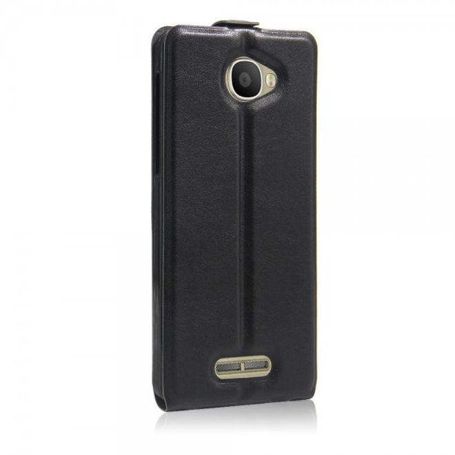 Alcatel OneTouch Pop 4S Vertikale Crazy Horse Leder Cover Handyhülle - schwarz