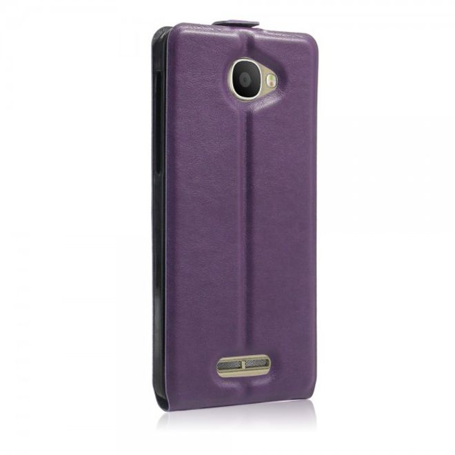 Alcatel OneTouch Pop 4S Vertikale Crazy Horse Leder Cover Handyhülle - purpur