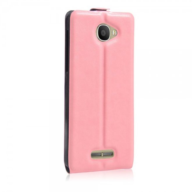 Alcatel OneTouch Pop 4S Vertikale Crazy Horse Leder Cover Handyhülle - pink